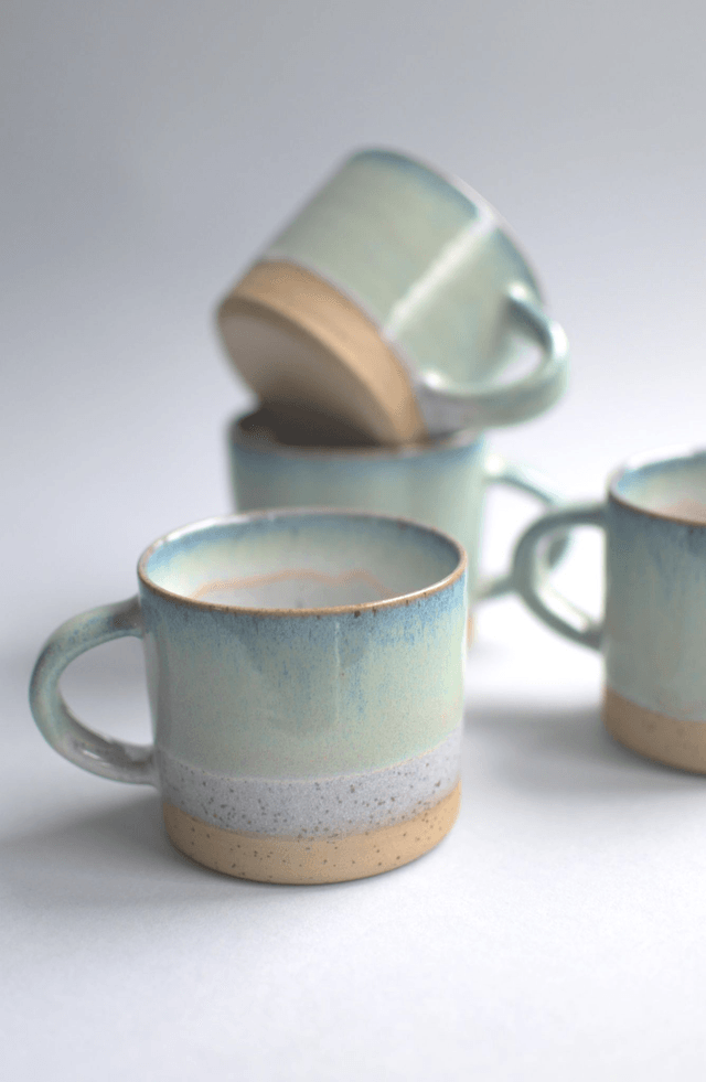 Coffee Cup - straight speckled Ocean Blue 