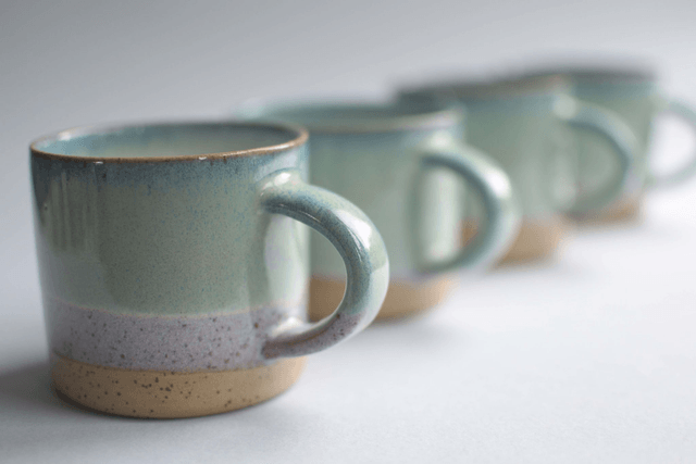 Coffee Cup - straight speckled Ocean Blue 