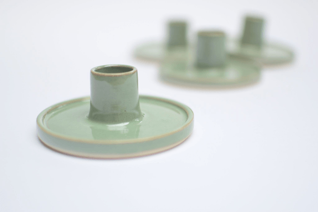 Candle Holder in Soft Green