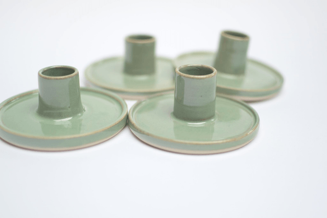 Candle Holder in Soft Green