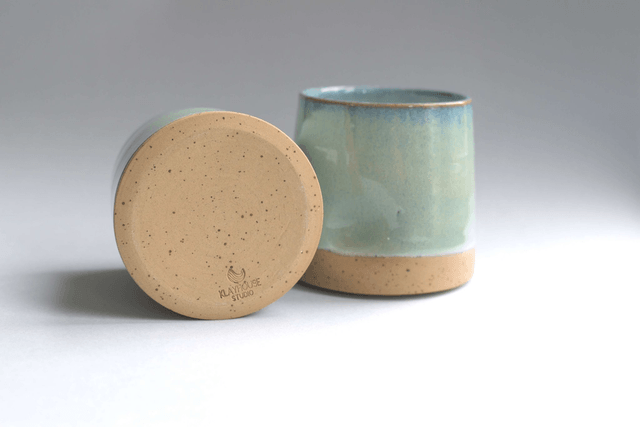 Thumbprint Tumbler - Speckled Ocean Blue