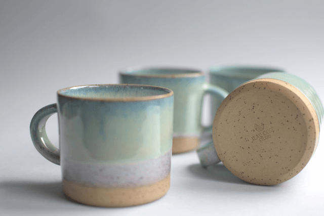 Coffee Cup - straight speckled Ocean Blue 