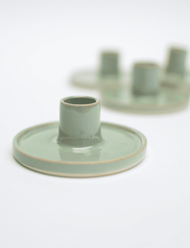 Candle Holder in Soft Green