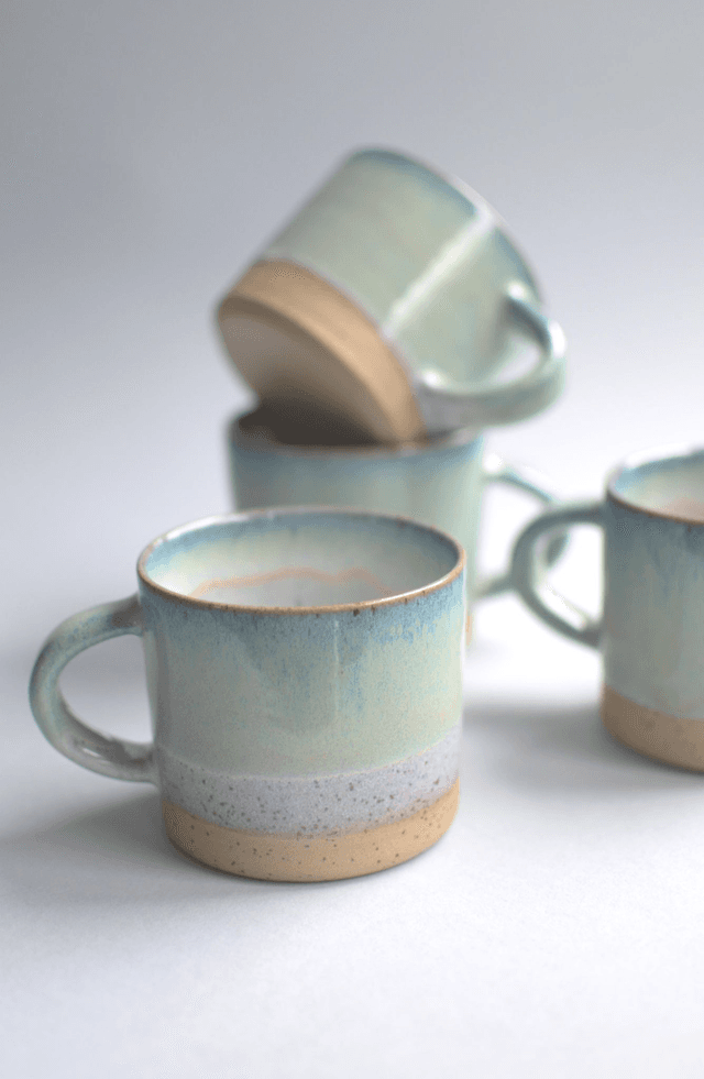 Coffee Cup - straight speckled Ocean Blue 